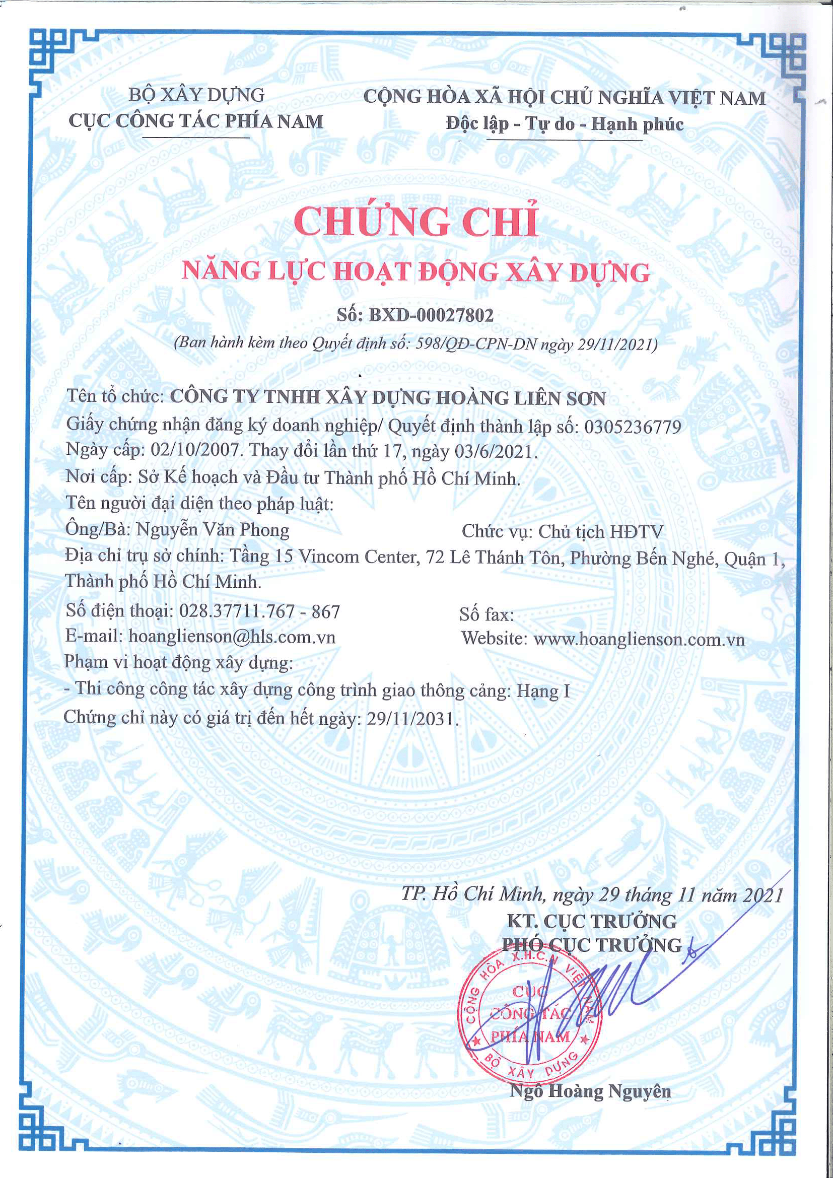 Chứng chỉ Năng lực Hoạt động Xây dựng - Hạng I (Công trình Giao thông, Cảng)