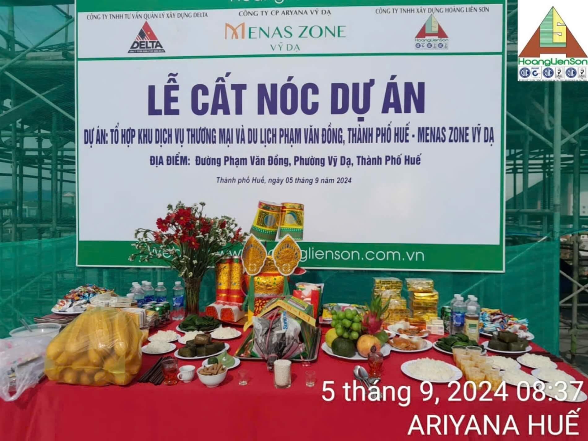 Lễ Cất nóc Dự án "Tổ hợp Khu Dịch vụ Thương mại Và Du lịch Phạm Văn Đồng, Thành phố Huế - Menas Zone Vỹ Dạ"
